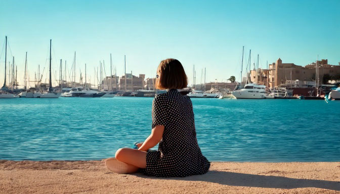 Connexion à la terre réduire l'inflammation du corps assise dans la nature de profil